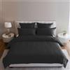 MAGNA COLLECTION Set copripiumino singolo, set di biancheria da letto matrimoniale di qualità alberghiera (135 x 200 cm) con federa coordinata, in morbida microfibra di poliestere spazzolata (nero,