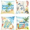 Joymaison Federe per Cuscini Divano 45x45 set da 4 Estate Oceano Spiaggia Palma Federa Copri Cuscino Mare Stella Marina Paesaggio Federe Confezione Copricuscini Quadrati per Casa Divano