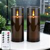 YAOBLUESEA 2 Pezzi Candele LED Senza Fiamma Impermeabili con Telecomando e Timer, Grandi Candele LED Tremolanti per Patio Giardino Esterno, φ10cm x 22,5cm, Grigio