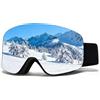 MXJ Gear Occhiali Da Sci,Antiappannamento Maschera Snowboard,OTG Maschera da Sci,Protezione UV400 YH227 Maschera Sci da per Adulto Uomini Donne (Montatura nera - Lenti blu VLT 19%)