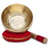 XDrum Set completo Campana Tibetana Terapeutica XDrum Tonalità A per Chakra fronte (Ajna) - Ø 18 cm, 700 g, bronzo fatto a mano, con cuscino e battente.