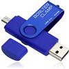 BORLTER CLAMP 64GB Chiavetta USB, 2 in 1 Pen Drive (Micro USB e USB 2.0) OTG Memoria Flash, USB Flash Drive Girevole per Android Smartphone/Tablet/Computer (Blu)