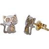 I-be 35585144603P - Orecchini a perno a forma di gatto, in oro 14 k (585), 7 x 7 mm