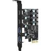 Eouayoree Scheda di Espansione PCIE a USB 3.0 a 4 Porte Scheda Adattatore PCI Express per PC Desktop, Supporta WindowsXP/7/8/10
