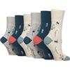 BestSale247 6 paia di calzini da donna per diabetici con fascia confortevole, senza gomma e senza cuciture, cotone biologico pettinato, bianco, 35-38