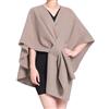 WLLDDDIU Poncho da donna in misto lana,elegante mantello poncho semplice,sciarpa vintage,maglione,scialle,cardigan aperto sul davanti, coperta,regalo per le donne,kaki