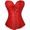 SimidunEUR Donna Corsetto Gotico Pizzo Raso con Lacci Waist Trainer Vintage Bustino Vittoriano,Rosso,XS