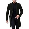 KHIRVWL Trench Coat da Uomo, 100% Lana, Cashmere, con Risvolto Tacca, Lunghezza Media, Sottile, Autunno Inverno, Cardigan con Cintura E Tasche Cappotto Uomo Invernale Lungo Lana