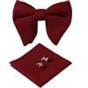 HOULIFE Set di papillon da uomo in velluto regolabile pre-legato con taschino, set di gemelli per sposo festa di nozze formale con confezione regalo, Rosso vinaccia, M