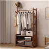 BEARQUN Appendiabiti da Terra con Ganci - Appendiabiti in bambù - Scarpiera - Robusto Attaccapanni - Design Moderno Industriale - per Corridoio, Soggiorno, Camera da Letto - 50/70/80/100CM