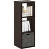 Furinno Cubicle organizer portaoggetti con cubo decorativo sul retro aperto, 3 cubi, Rovere Scuro