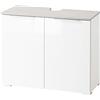 Composad | Mobiletto della Linea GALAVERNA con 2 Ante, Mobile Sottolavabo per Bagno Salvaspazio, Armadietto Bagno, (LxAxP) 70x58,10x35 cm, Colore Cemento e Bianco Laccato, Made in Italy