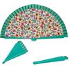 DRW Ventaglio Legno Decorato con Fiori Il Giardino Segreto, Multicolore, Medidas: 42 cm