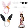 WUERKIYA Set Completo di Accessori Orecchie da Coniglio - Cerchietto Orecchie Coniglio Nero e Rosa, Giochi per Conigli, Ideali per Pasqua, Feste a Tema e Carnevali