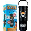 Get Trend One Piece Bicchiere Termico con Cannuccia e Maniglia, Metallo Tazza da Viaggio 850ml, Isolamento Termico Sottovuoto a Doppia Parete (Nero One Piece)