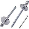 SKIR'CO (50 pezzi) Rivetti ciechi in alluminio con flangia grande, 4,0 x 8 mm, mandrino in acciaio, punta da trapano inclusa
