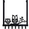 FairyCity Appendiabiti da porta, con 7 ganci, con gufo, decorazione per porta, senza fori, per bagno, corridoio e camera da letto (gancio per porta di 3 - 4,5 cm di spessore) nero 1