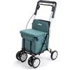 Carlett Deambulatore e Carrello con Sedile Integrato, Prodotto Medico Certificato UE, Borsa Esraibile 29L/15 kg, Vassoio Portaoggetti e Manico Regolabile, Pieghevole, Ruote Regolabili, Comfort, Verde