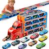 SYNCFUN Transport Race Truck Toy Cars, giocattolo da camion da pista da corsa gigante da 2,4 m, pieghevole a 3 strati con 12 auto, luci e suoni, regalo per 3, 4, 5, 6, 7 anni, ragazzi