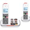 SWISSVOICE - Xtra 2355 Duo - DECT - Telefono fisso cordless con segreteria - Tasti grandi - Audio Boost - Suonerie forti - Compatibile con apparecchi acustici - Blocco chiamate - 2 portatili - Bianco