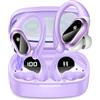Poounur Cuffie Bluetooth Sport, Auricolari Bluetooth 5.3 Wireless con 4 ENC Cancellazione Rumore Mic, 50 Ore HiFi Stereo Cuffie Wireless, IP7 Impermeabile, Cuffiette Bluetooth con LED Display, USB-C, Violet