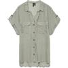 VERO MODA Camicia Donna a Maniche Corte a Righe, Tasche sul Petto e Bottoni, Colore:Verde, Taglia:S