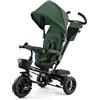 kk Kinderkraft Kinderkraft AVEO Triciclo bambini dai 9 Mesi fino 25 kg, Passeggino con Maniglione del Genitore regolabile, Bici, Compatto pieghevole, Sedile girevole Fronte Mamma e Strada, Ruota libera, Verde