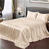 Vonty Satin Sheets King Silky Soft Satin Bed Sheets Beige Sheet Set, 1 Deep Pocket Fitted Sheet + 1 Flat Sheet + 2 Pillowcases