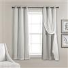 Lush Decor Tende trasparenti con occhielli con fodera oscurante isolante, coppia di tende per finestre, 96,5 cm di larghezza x 114,3 cm di lunghezza, grigio chiaro, tende con rivestimento trasparente,