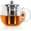 Cadorabo Inirilife Teiera con filtro 650ml in CHIARO - Caraffa di vetro in vetro borosilicato con inserto a setaccio resistente al calore, adatta per bevande calde e fredde - acqua caffè ghiaccio tè ecc.
