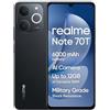 realme Note 70T Smartphone, 4+128GB, Batteria di lunga durata da 6.000 mAh, Protezione ArmorShell™, Spessore di soli 7,94 mm, Fino a 4+8 GB di RAM dinamica, NEXT AI, Caricabatterie non incluso, Nero