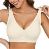 Yuson Girl Reggiseni Basic da Donna - Senza Ferretto e Senza Cuciture Push Up Reggiseno Copertura Completa con Imbottitura Scollatura a V Regolabile Spalline Larghe(Bianco, M)