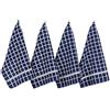 DII 100% cotone, lavabile in lavatrice, ultra assorbente, Basic Everyday 40,6 x 66,6 cm, set di 4 strofinacci da cucina in spugna, motivo a quadri blu nautico
