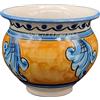 Sicilia Bedda - VASO IN CERAMICA SICILIANA - Decorazione Maioliche - Prodotto Artigianale di Alta Qualità - DIAMETRO 10 CENTIMETRI (Arancio e Blu)