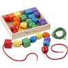 Melissa & Doug Perline Grandi in Legno da Infilare - Cassetta in Legno con Perline Colorate, Gioco di Incastri, Giochi Montessori Educativi, Regalo per Bambini e Bambine, 3+ Anni