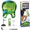 VFFNFF Set 6 Pezzi Golf Bagno Gioco, Golf Toilet Game Set, Divertente Minigolf Regalo da Uomo, Set Regalo per Golf con Mazza da Golf 65 cm, Tappetino da Golf, 2 Palline e Ganci per Uomini, Mariti, Amici