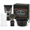 tonhawness Set di pennelli da barba da uomo, 4 in 1, con pennello da barba in pelo di tasso, custodia, crema da barba e ciotola pieghevole per viaggio