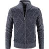 Generic Cappotto invernale da uomo foderato in pile giacca lavorata a maglia cardigan spesso maglione caldo con zip intera colletto maglione casual comfort cappotto da uomo a maniche lunghe Outwear oversize