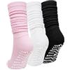 ZAKASA Calze Antiscivolo Slouch Donna: Calzini Lunghi in Cotone Calze al Ginocchio Scrunch per Yoga Pilates Danza Fitness EU 35-38 Classico 3 Paia