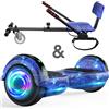 SISIGAD Hoverboard con sedile, Hoverboard autobilanciante da 6,5 pollici con altoparlanti Bluetooth e luci a LED per bambini, ragazze e ragazzi (Go-Kart incluso)