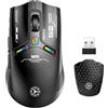 Uiosmuph V08 Mouse Gaming, 2.4 G/USB-C/Bluetooth Mouse, 12000 DPI Ricaricabile Mouse Wireless Ergonomico Programmabili, Coperchio magnetico a nido d'ape Mouse senza fili per laptop, PC, Mac, Nero