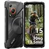 OSCAL MARINE 1 Rugged Smartphone Android 15, 12GB+128GB/2TB Telefono Indistruttibile, 6.56''HD+ 90Hz Telefono Antiurto, AI 16MP+8MP, 13,5 mm leggero IP68/IP69K/3 Slot/NFC/Face ID/OTG/GPS Nero