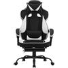 WOLTU Sedia Gaming Ergonomica | Tessuto Traspirante Fresco D'estate | Schienale Regolabile Poggiapiedi | per Gaming Ufficio Relax | Sedile ampio e comodo per Persone di Taglia Grande | Nero+Bianco