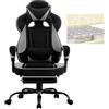 WOLTU Sedia Gaming Ergonomica | Tessuto Traspirante Fresco D'estate | Schienale Regolabile Poggiapiedi | per Gaming Ufficio Relax | Sedile ampio e comodo per Persone di Taglia Grande | Nero+Grigio