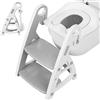MAMIZO Riduttore wc per Bambini, Scaletta wc per Bambini, Sedile WC e Sgabello Bambini 2 in 1, Supporto Triangolare, Scaletta wc con Imbottitura in Poliuretano, Gradini Ingranditi, Grigio