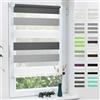 Grandekor Tende a Rullo per Interni Doppio Strato 60l x 120A cm (Tessuto 56 cm) Bianco-Grigio Carbone Tenda a Rullo Facile Installazione- Ideale per Soggiorno Ufficio Trasparente & Oscurate