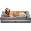 Feandrea Cuccia per Cani Ortopedica, Letto Divano per Animali, Imbottitura Morbida, Bordi Rialzati, Copertura Sfoderabile e Lavabile, 106 x 80 x 20 cm, Fondo Antiscivolo, Grigio Chiaro PGW077G02