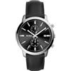 BUREI Orologi da uomo cronografo giapponese al quarzo impermeabile orologio da polso uomo cinturino in pelle business casual sport data orologio per uomini (ferroso)