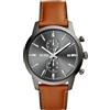 BUREI Orologi da uomo cronografo giapponese al quarzo impermeabile orologio da polso uomo cinturino in pelle business casual sport data orologio per uomini (marrone canna di fucile)