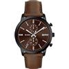 BUREI Orologi da uomo cronografo giapponese al quarzo impermeabile orologio da polso uomo cinturino in pelle business casual sport data orologio per uomini (marrone scuro)